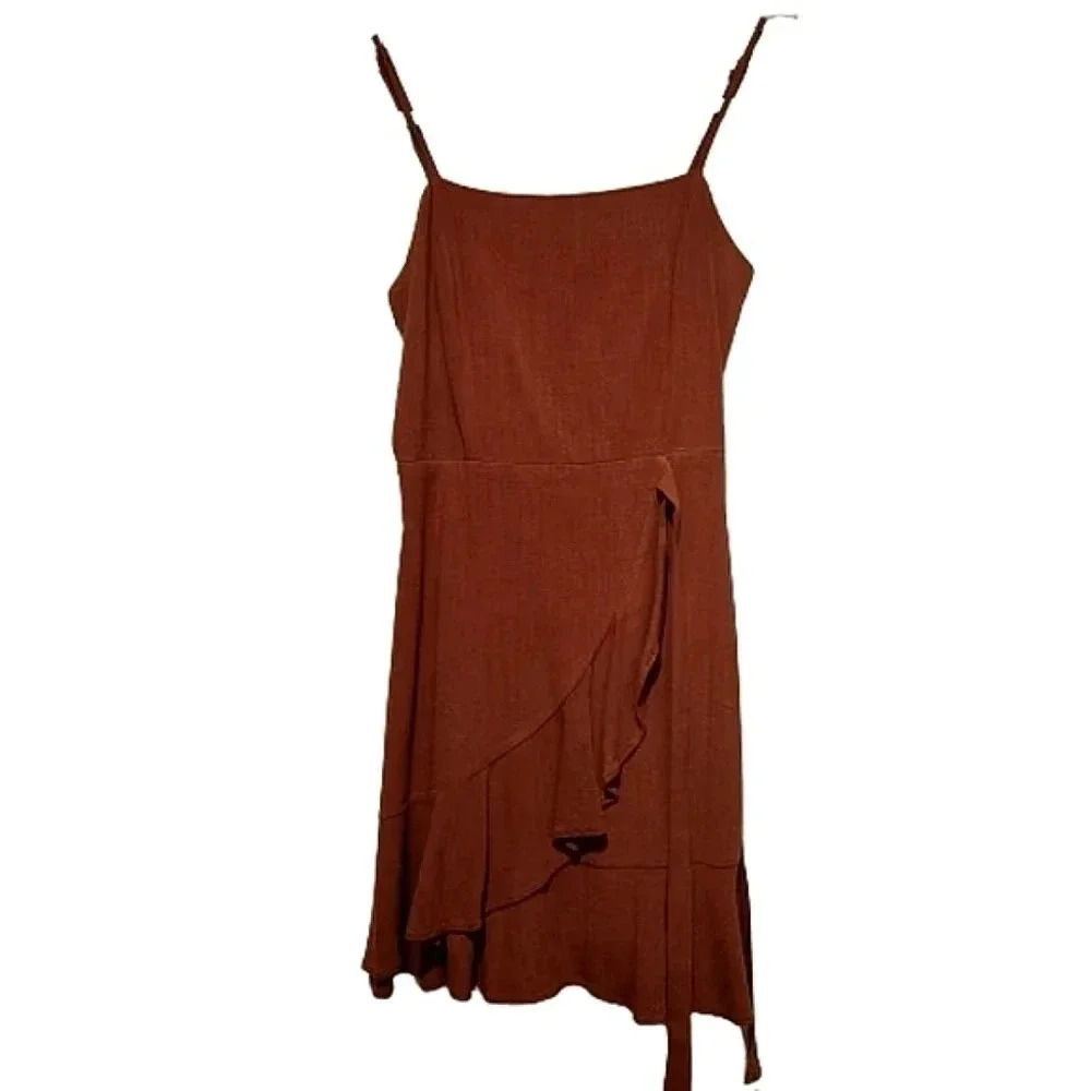Altere'd State rust colored smocked linen blend dress Size Small